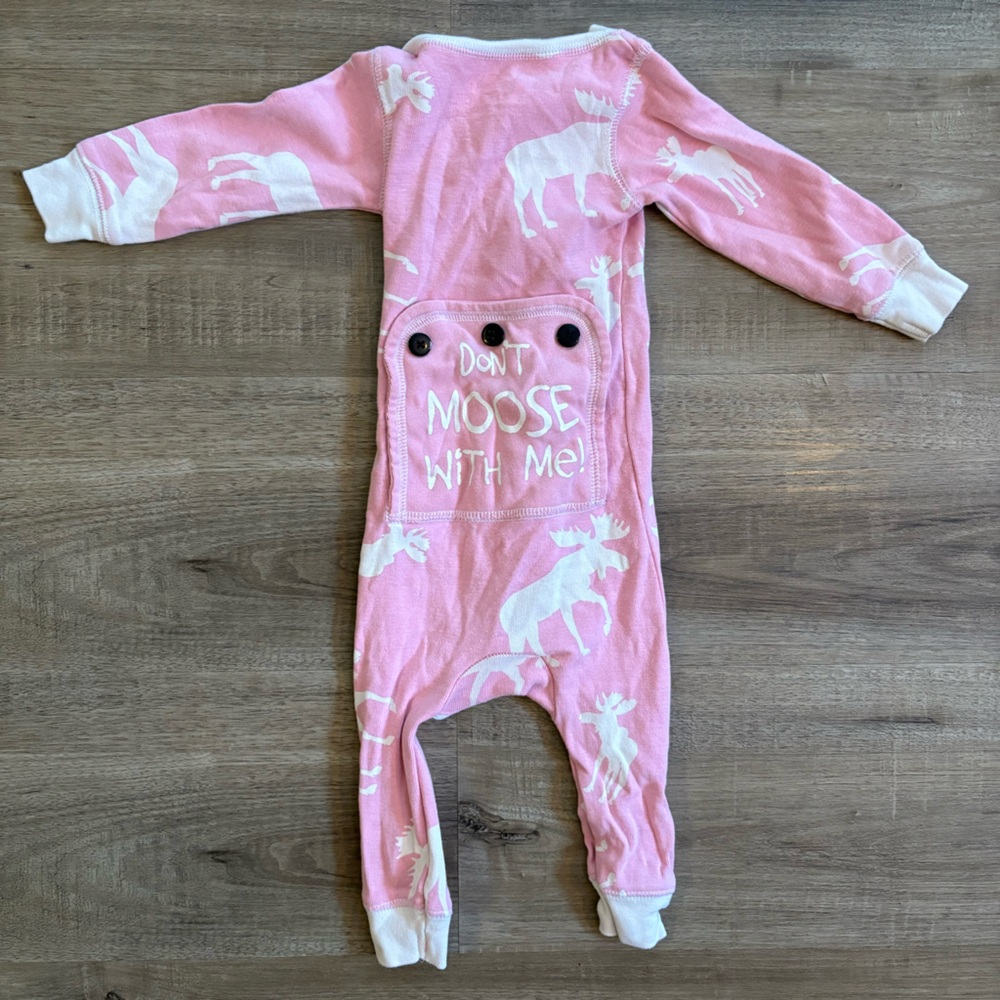 🌼3/$20 Lazy One Pink and White Baby Moose Onesie